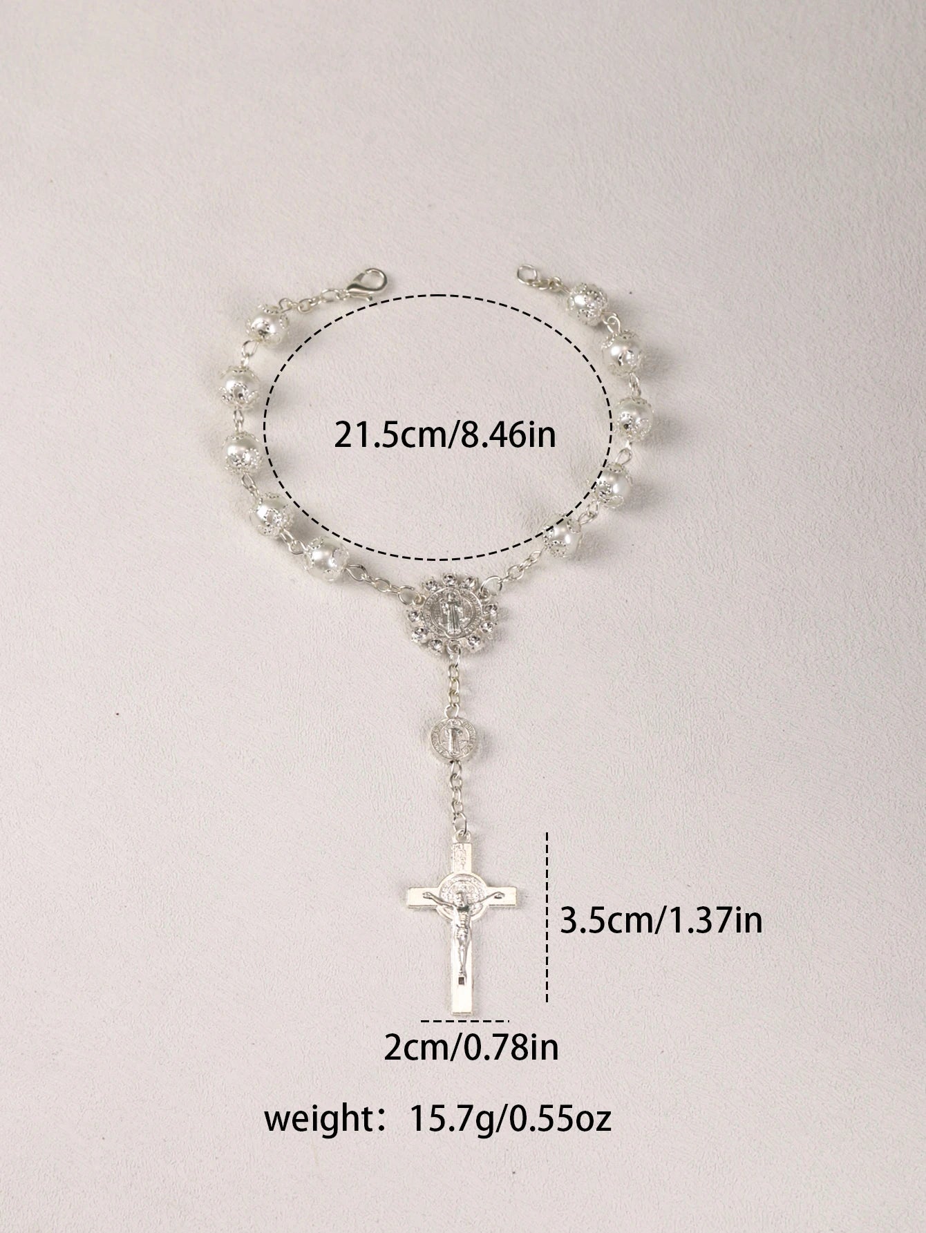 Rosenkranz-Armband mit zehn Perlen, Heiliger Benedikt, Kruzifix, göttliche Barmherzigkeit, Geschenk für Frauen und Männer
