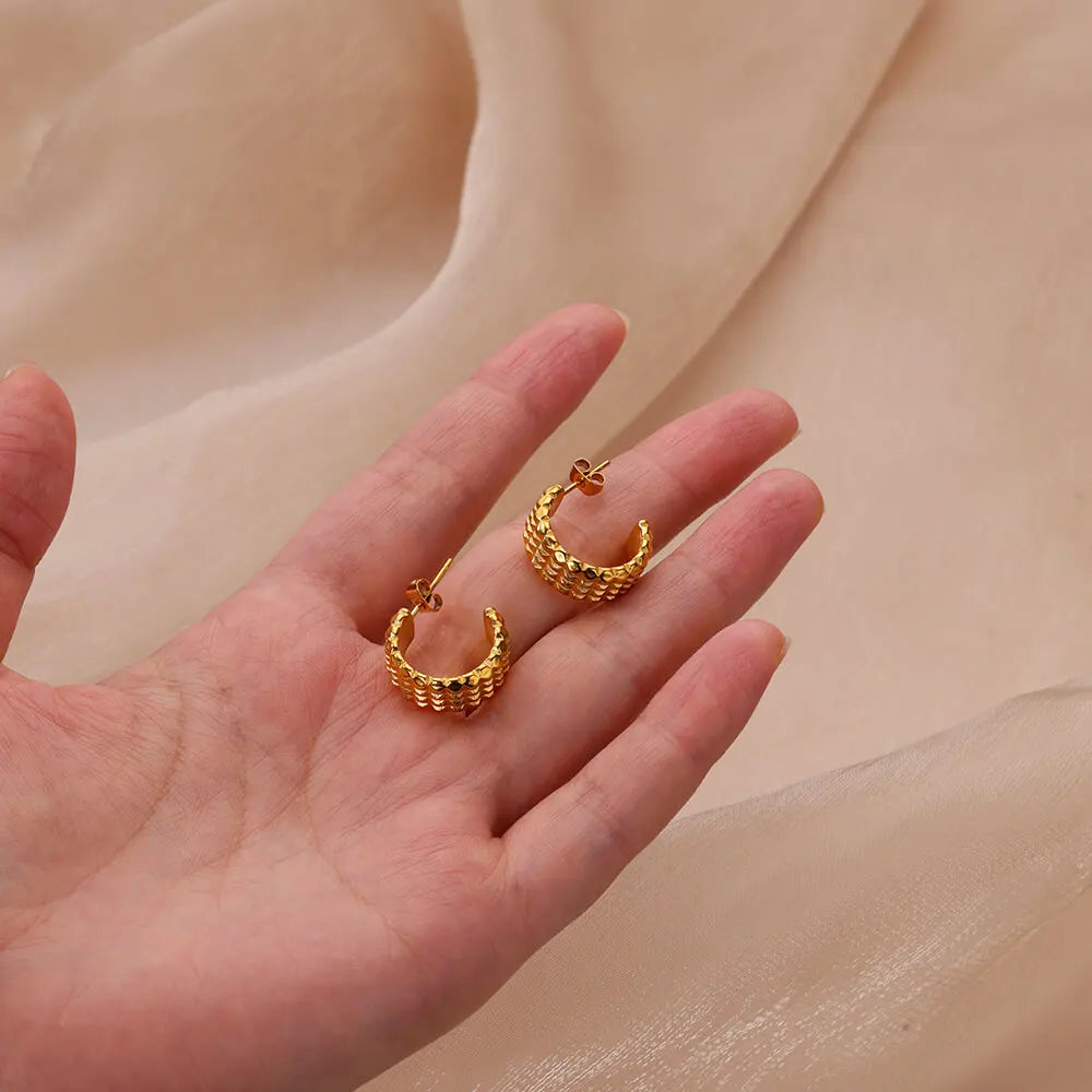 Trendy C-förmige Ohrringe für Damen, Edelstahl, geometrische Ohrstecker, 2024, neue Mode, Party-Schmuckzubehör
