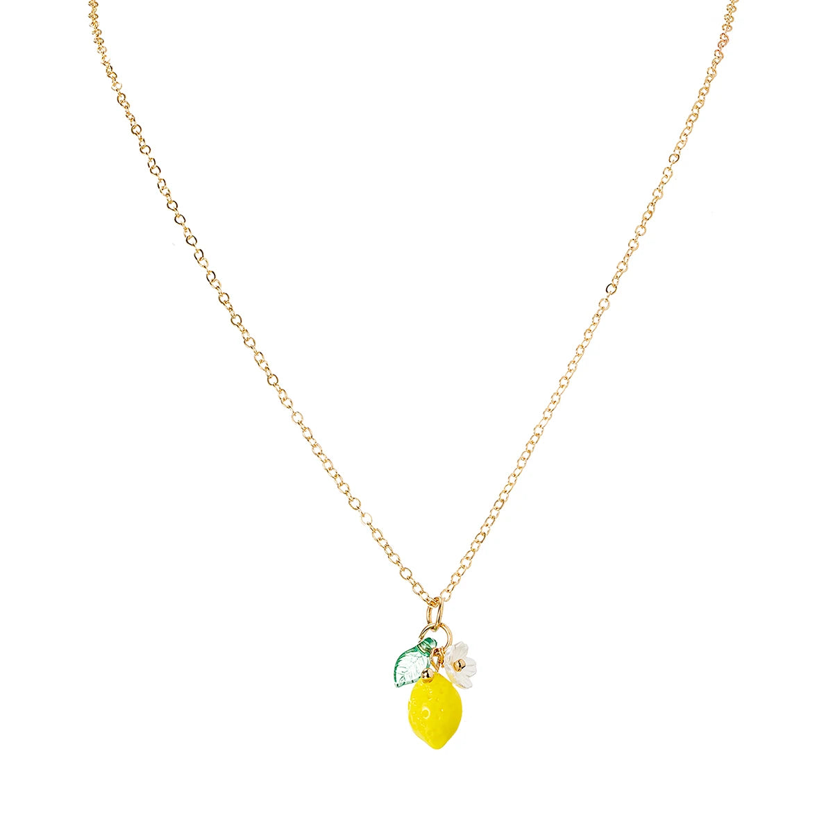 1 exquisite and cute resin lemon flower pendant necklace, simple and versatile, fruit collarbone chain, neck chain