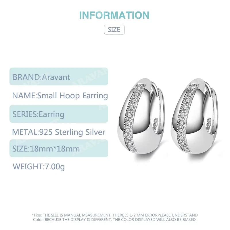 Pendientes de aro pequeños de 18 mm de plata de ley 925 auténtica para mujer, regalo de joyería para bodas