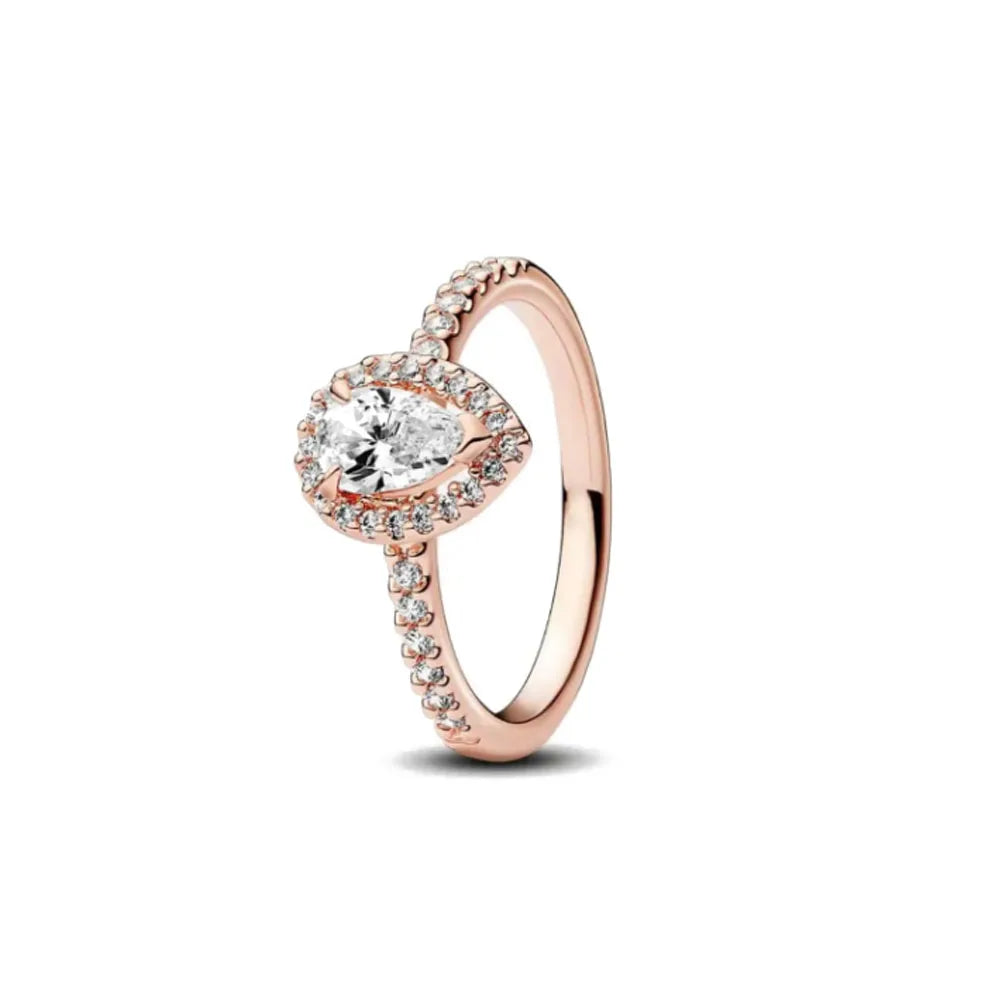 Ring aus Roségold mit Kleeblatt, Herz, Pink, Neu, Bestseller, 925er Silber, geeignet zum Kombinieren, DIY Geburtstagsgeschenk