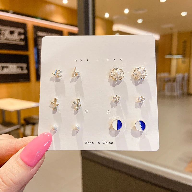 Neue S925 Silber Nadel Ohrstecker Set für Frauen Mädchen Einfache Süße Exquisite Mini Ohrringe Schmuck Geschenk Großhandel Direktverkauf