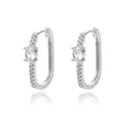 Zirkonia U-förmige Ohrstecker für Frauen, Edelstahl, geometrische Ohrringe, Schmuck, Hochzeits-/Geburtstagsgeschenk
