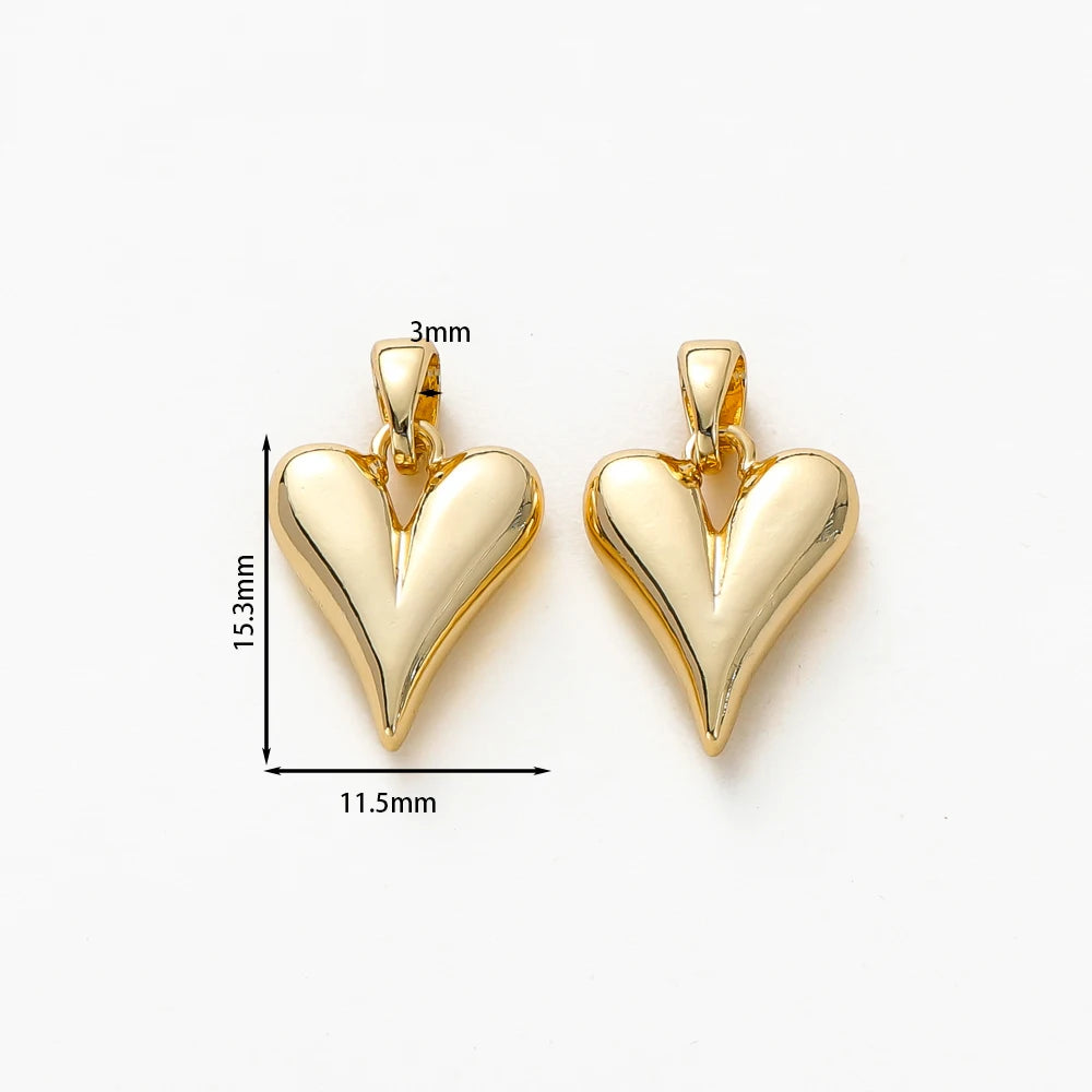4 piezas de dijes pequeños de corazón de durazno chapados en oro de 18 quilates para hacer joyas, aretes, collares, accesorios colgantes