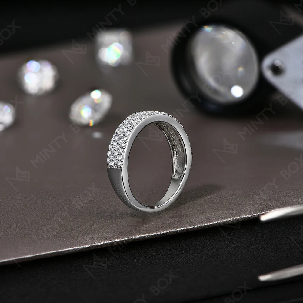 MINTYBOX Alianza de boda de moissanita, anillo de plata de ley 925 para mujer, anillos apilables de diamante cultivado, joya fina para compromiso, regalo