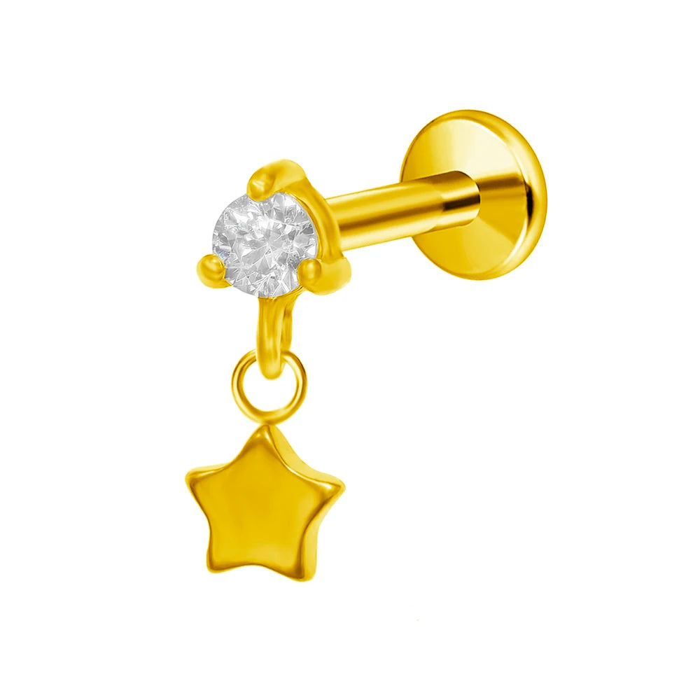 G23 Titan Mond Stern Anhänger Labret Piercing Push-In Spitzkegel Ohrring Stecker Anhänger Gewindeloser Knorpel Piercing Körperschmuck