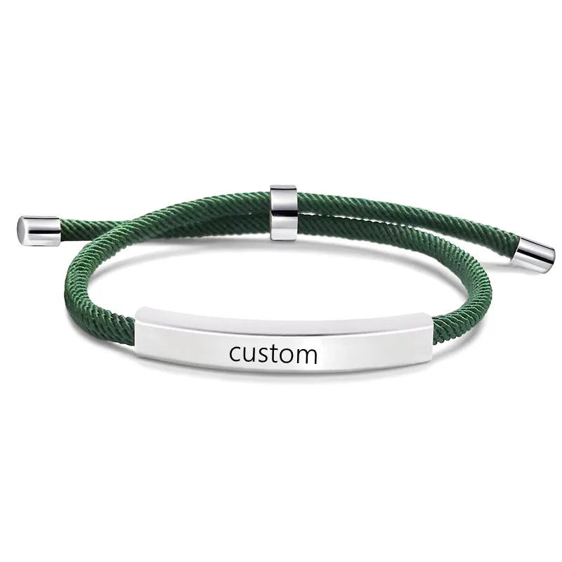 Personalisiertes Herrenarmband, verstellbarer Armreif, Edelstahl, Name, beliebiger Text graviertes Armband, Geburtstagsgeschenk für Ihn