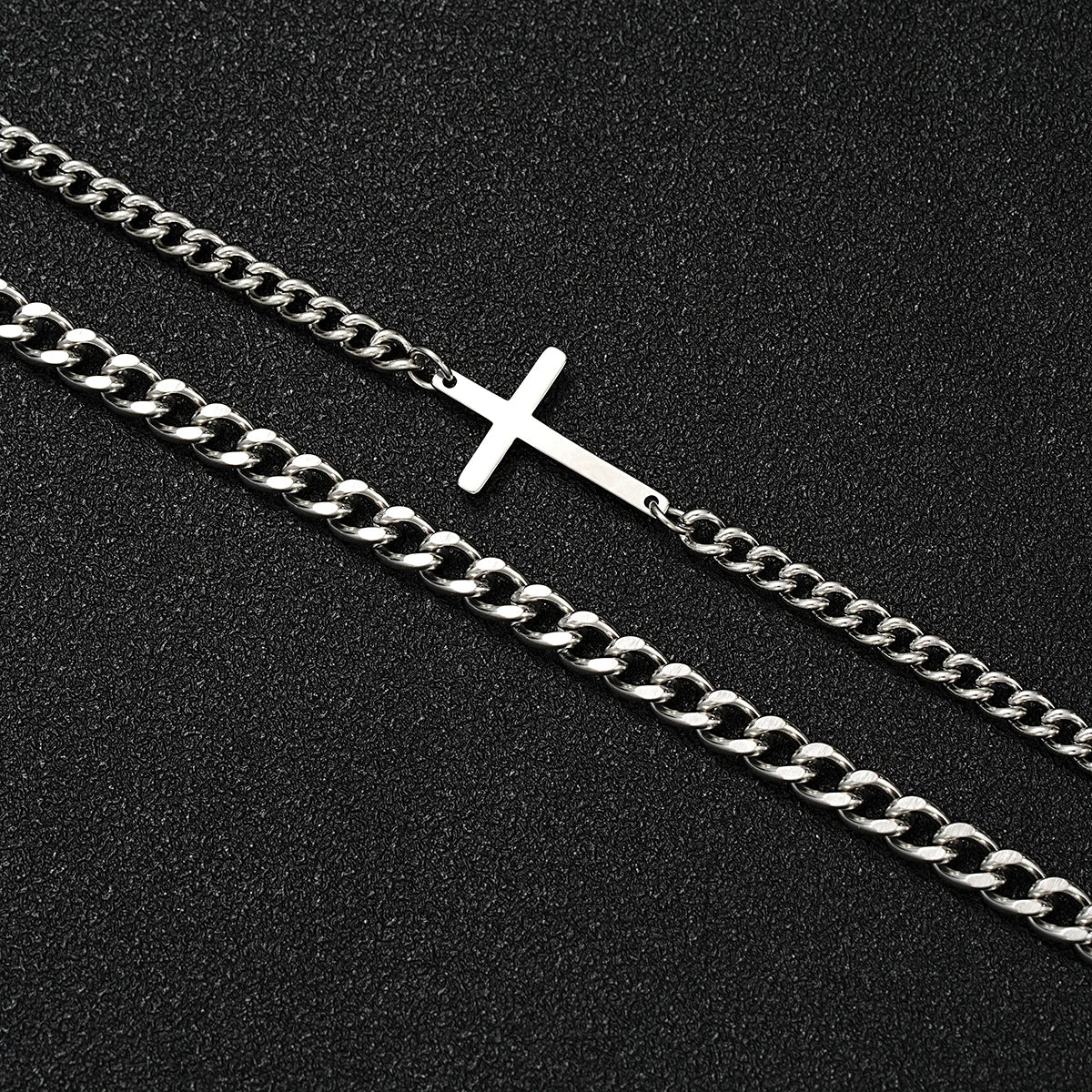 2024 Neues Edelstahl Kreuz Cuban Kette Armband Set für Herren Hip Hop Punk Schlangenkette Armbänder Mode Unisex Schmuck Geschenke