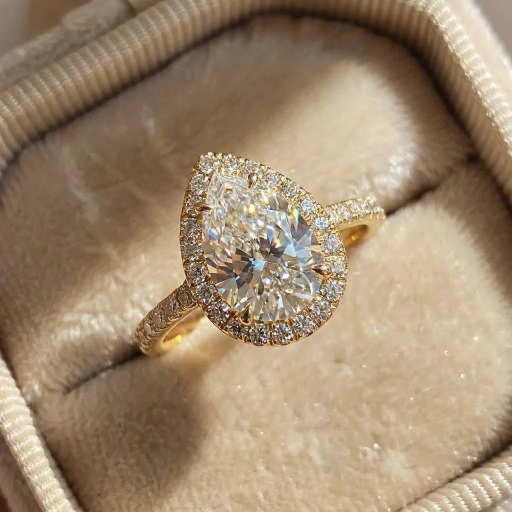 925 Sterling Silber 1 Karat Einfacher funkelnder Zirkon-Ring mit Birnenschliff für Damen, Verlobung, Hochzeit, Luxuriöser hochwertiger Feinschmuck