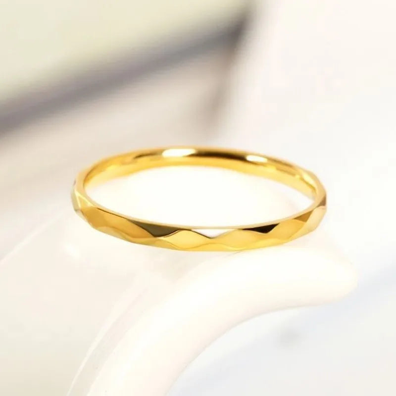 Anillo apilable fino de 2 mm de acero inoxidable, alianza de boda multifacética para mujer y niña, talla 5-10