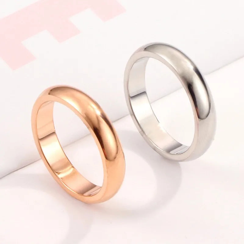 4mm Edelstahl Schlicht Glatt Bequemer Ehering für Damen Herren Größe 4-12