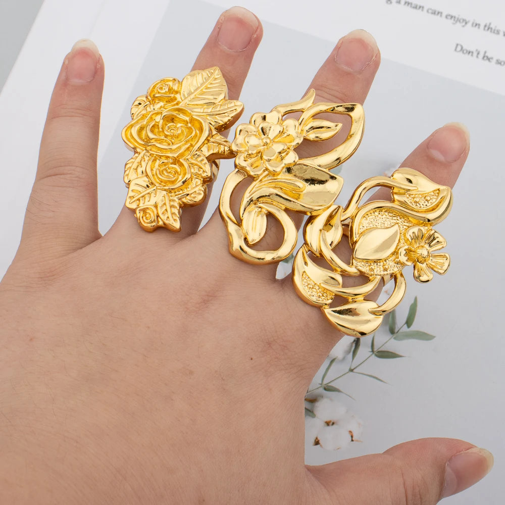 Luxuriöse 18K vergoldete Ringe Kupfer Party Frauen Verstellbare lange Ringe Mode Hochzeit Braut Runde Öffnung Damen Fingerring Geschenk