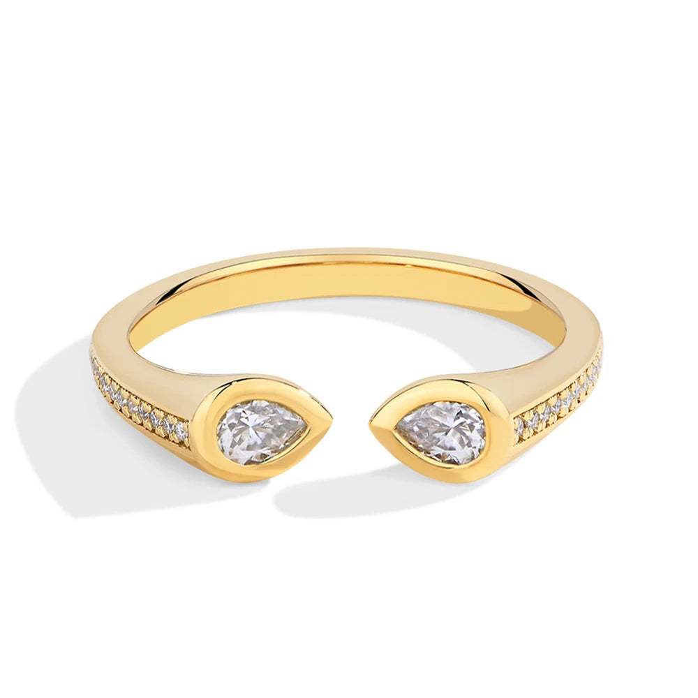 MINTYBOX Anillo de diamante de laboratorio en forma de pera 0.5CT Plata S925 Anillos de moissanita para mujer Chapado en oro blanco de 18k Joyería de boda