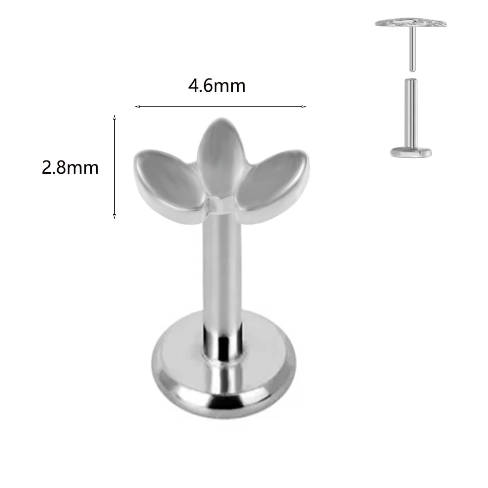 ASTM F136 G23 Titan Labret Piercing Seestern Ohrstecker Biene Blatt Push-In CZ Gewindeloser Knorpel 16/18/20G Körperschmuck