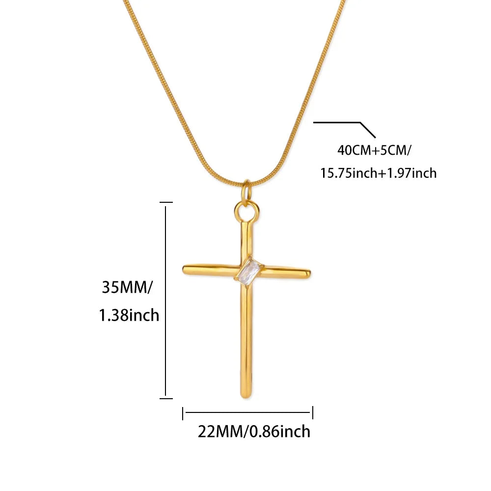 Cross Goddess Pendant Necklace for Women Stainless Steel 316L Gold Color Necklace 2025 New Party Jewelry Aesthetic Accessories