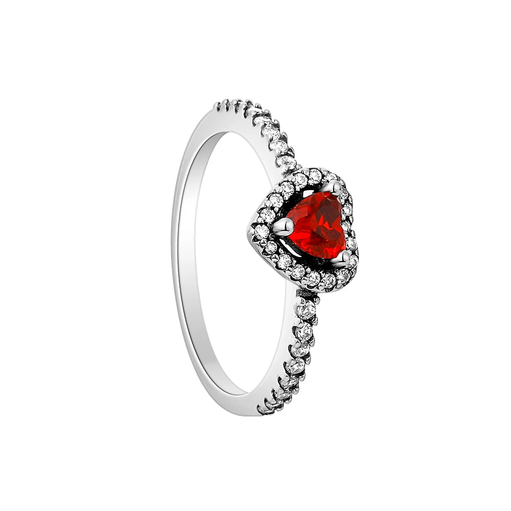 925er Silber Herz-Stein-Ring Neu Heiß Verkaufend Rosa Weiße Ringe Geeignet für jeden Anlass Passendes DIY Geburtstagsgeschenk