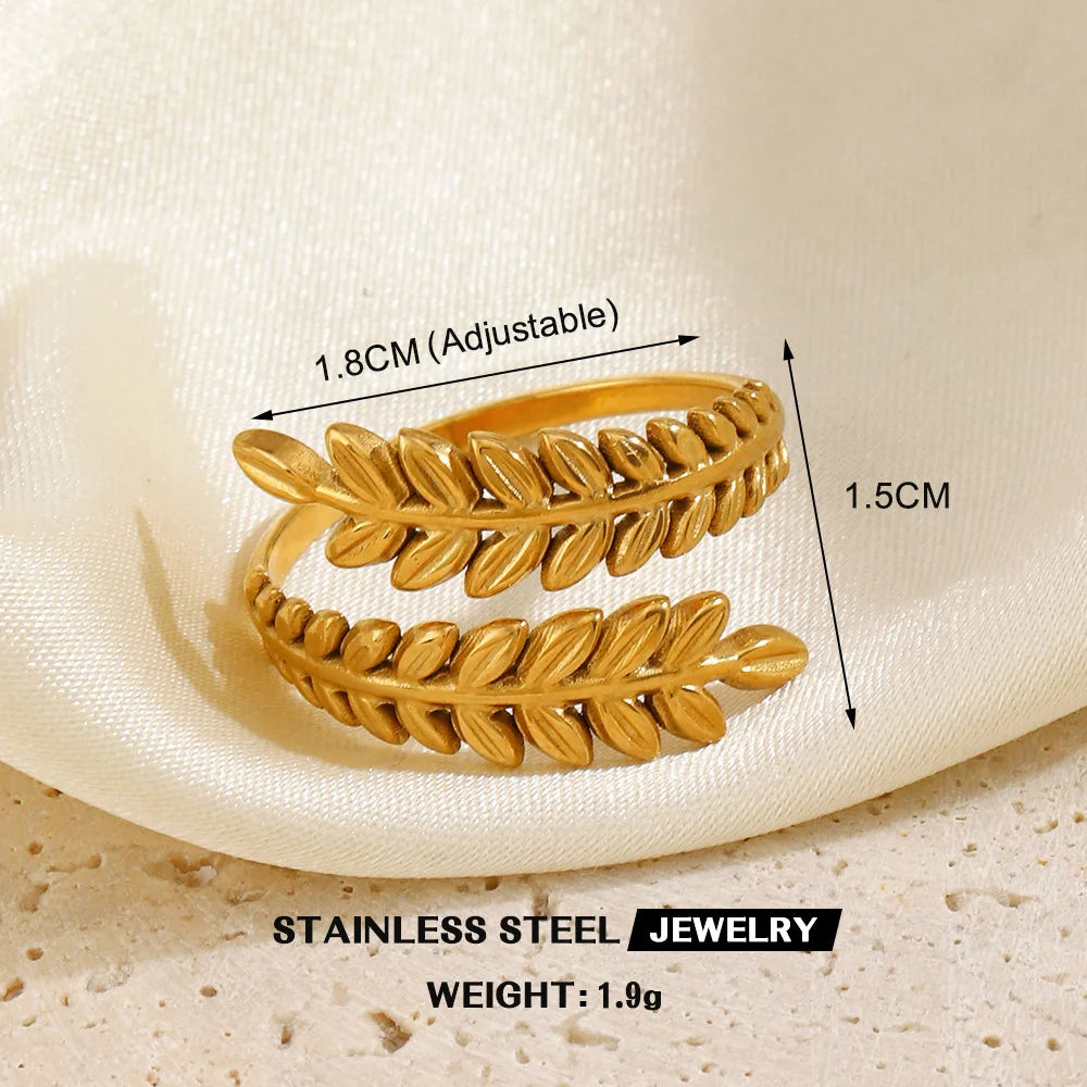 1 Stück Edelstahl Goldfarben Ringe für Frauen Wasserdicht Geometrisch Offener Fingerring Mädchen Mode Alltag Schmuck Accessoires