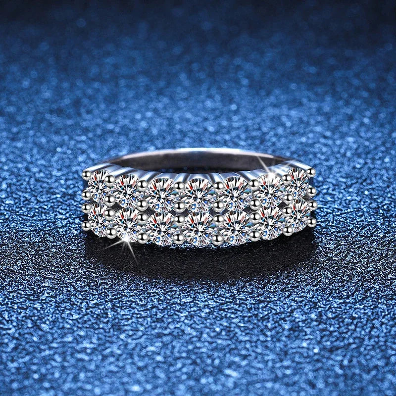 NeeTim 1.4CT Alle Moissanitringe für Damen Funkelnder Diamant-Ehering aus S925 Sterlingsilber mit weißgoldplattiertem Schmuck