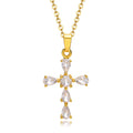 Danity Cubic Zirconia Cross Pendant Necklace for Women, Stainles Steel Chain Adjustable