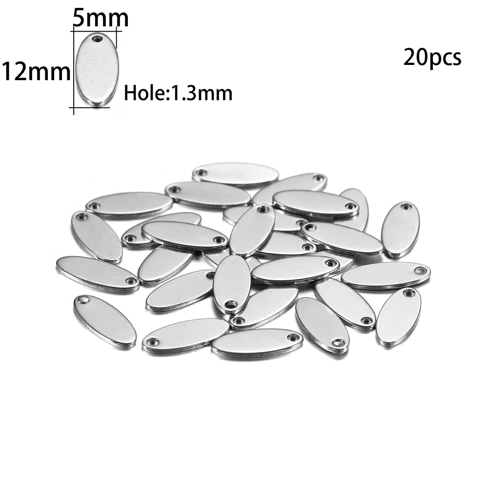 10-50 Piezas de Acero Inoxidable Dorado, Placas de Identificación Personalizadas, Óvalos en Forma de Corazón, Dijes, Colgantes para Suministros de Fabricación de Joyería DIY
