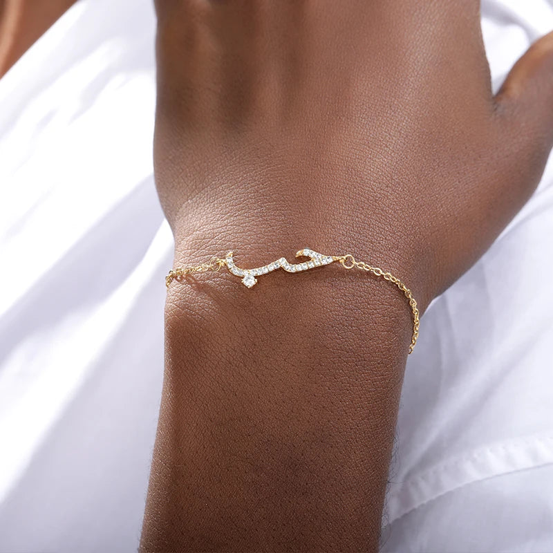 Zirkonia-Armband für Damen und Herren mit arabischer Liebesbotschaft, islamisches Kristall-Freundschaftsarmband, Pulseras Hombre BFF, Schmuck 2025