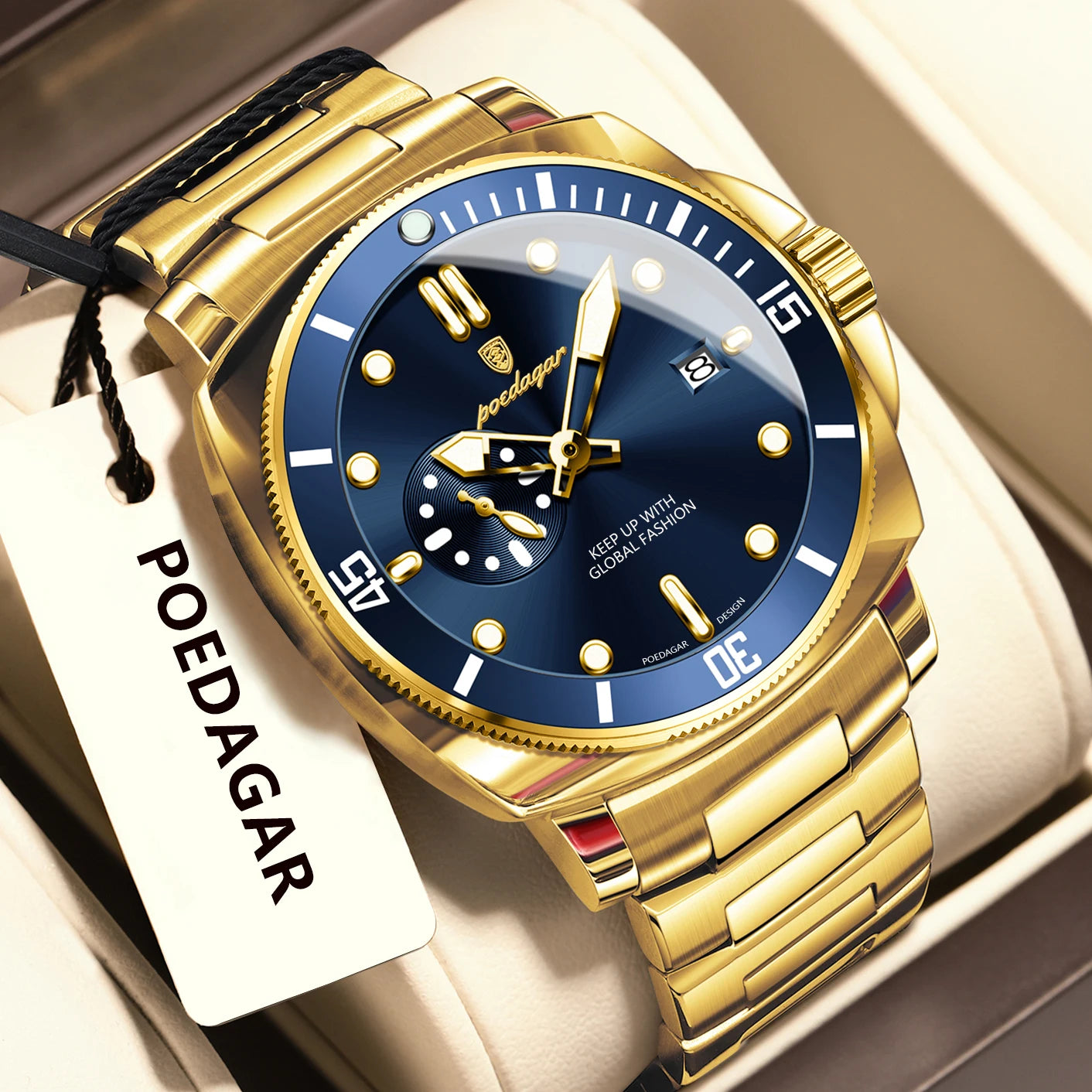 POEDAGAR Reloj de Lujo de Alta Moda para Hombre Impermeable Luminoso Fecha Relojes de Acero Inoxidable Negocios Cuarzo Reloj de Pulsera Masculino