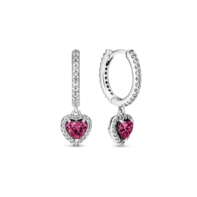 Neue S925 Silber Herz-Stein-Ohrstecker geeignet für Valentinstag, Muttertag, Jubiläumsgeschenk DIY Charm-Schmuck