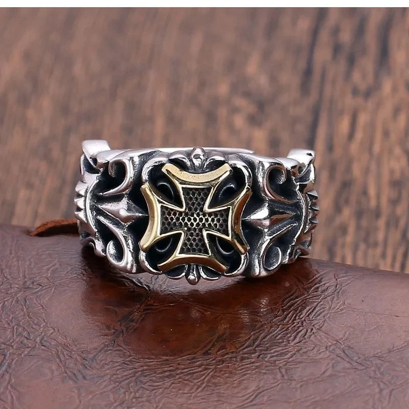 Neuer Punk Großer Kreuzring Verstellbare Größe Mode Herren Personalisiertes Design Schmuck Street Retro Gotik Trend SchmuckZubehör