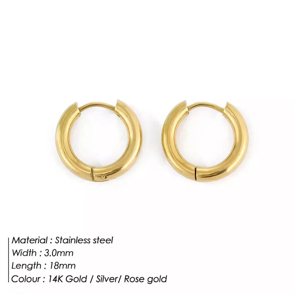 Retro Minimalismus Edelstahl Creolen für Frauen Mädchen Goldfarbene Metall-Kreis-Ohrringe Party Geschenke Einfacher Schmuck