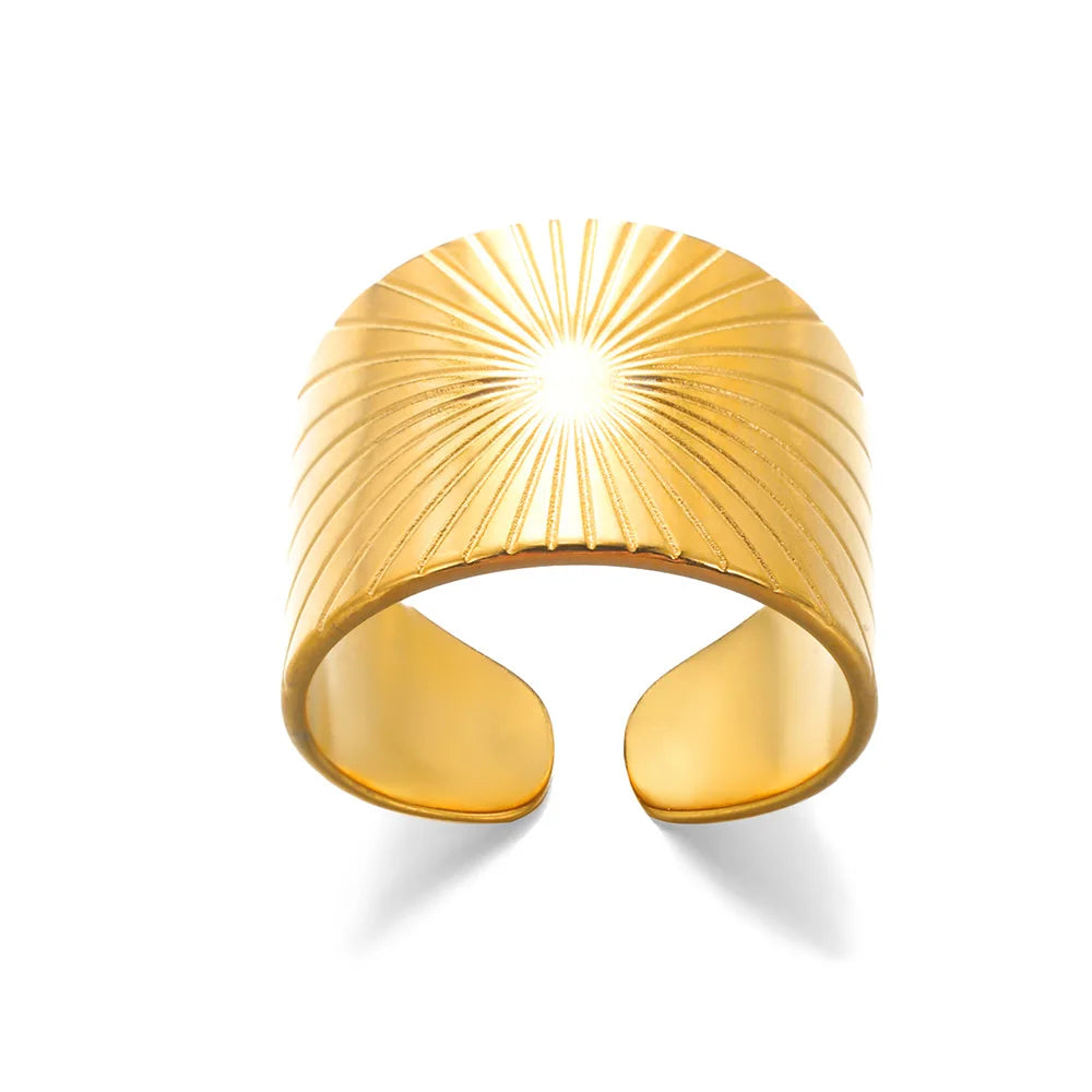 Edelstahl Runde Ringe Für Frauen Zirkon Geometrische Goldfarbe Kristall Ring Ästhetische Hochzeit Party Schmuck Geschenk Bague Femme