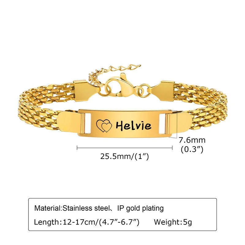 Personalisierte Baby Namen Armbänder 14K Vergoldet Benutzerdefinierte ID Armbänder für Mädchen Jungen Individuelle Text Armbänder Neugeborenen Geschenk