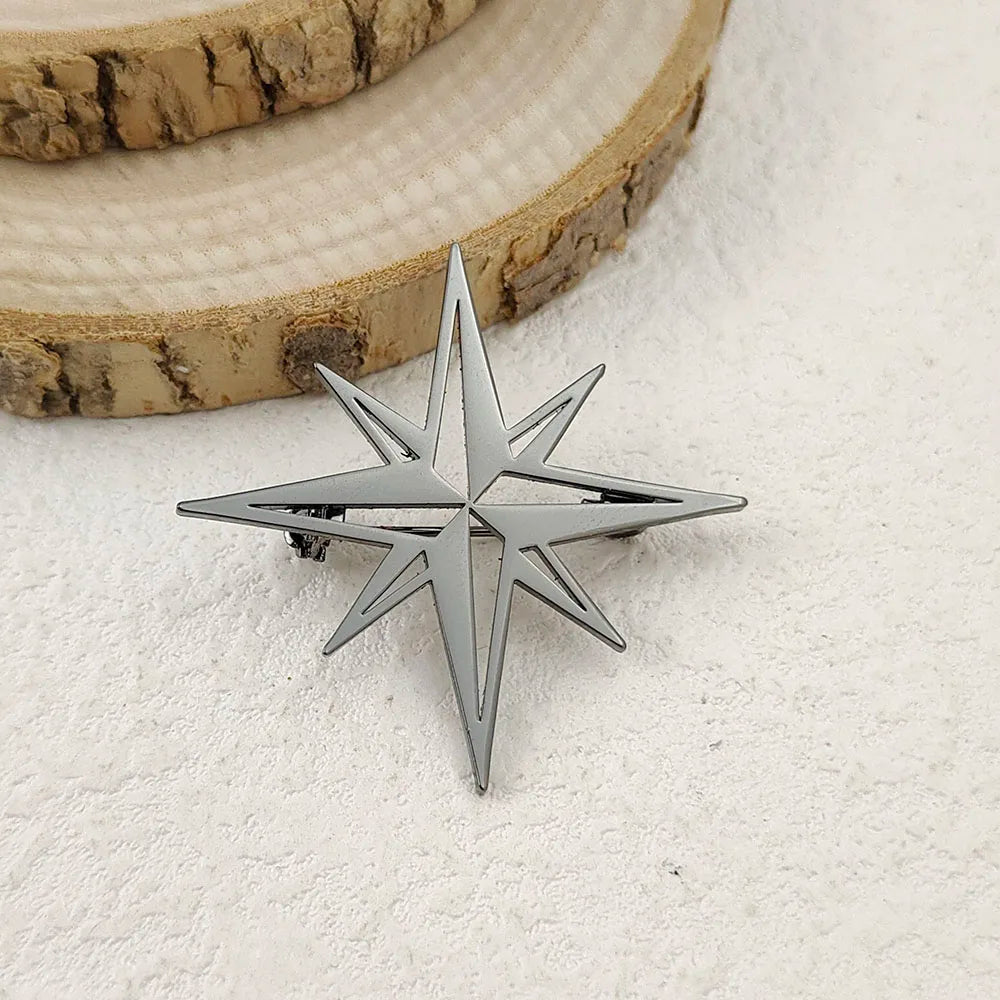 Fashion punk style hollow NATO logo stainless steel gold-plated 18K brooch, black suit accessories, wedding matching set