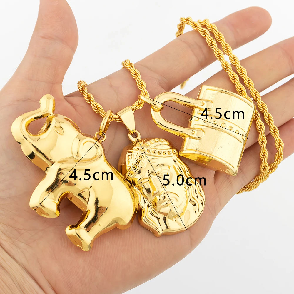 Colgante color oro Dubái, estilo hip hop, personalidad para hombres y mujeres, joyería minimalista, joyería para fiestas, regalos de cumpleaños.