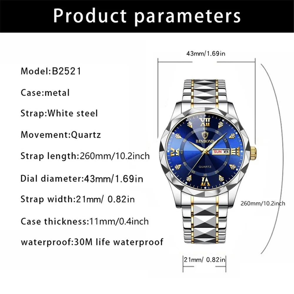 Nuevo Oro Negocios Cuero Casual Diamante Reloj Hombres Lujo Relojes Automáticos Relojes de Pulsera de Moda para Hombres Cuarzo Orologi Uomo