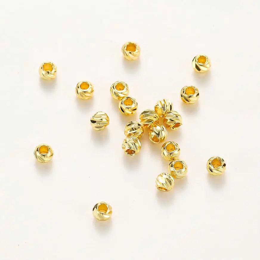 20 Stück/Lot 14K 18K Gold Runde lose Perlen Armband Halskette Spacer Messingperlen für DIY Ohrringherstellung Zubehör Großhandel Erkenntnisse