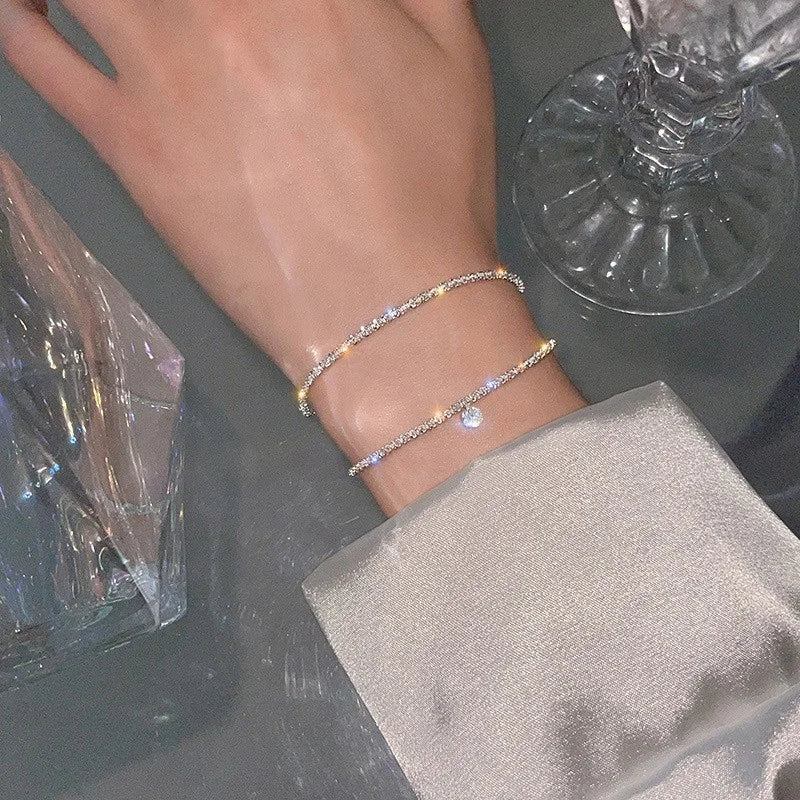 6 Stück Fashion Gold Farbe Funkelnde Verstellbare Armreifen Set für Frauen Elegante Feine Armbänder Neue Hochzeit Party Schmuck Geschenke