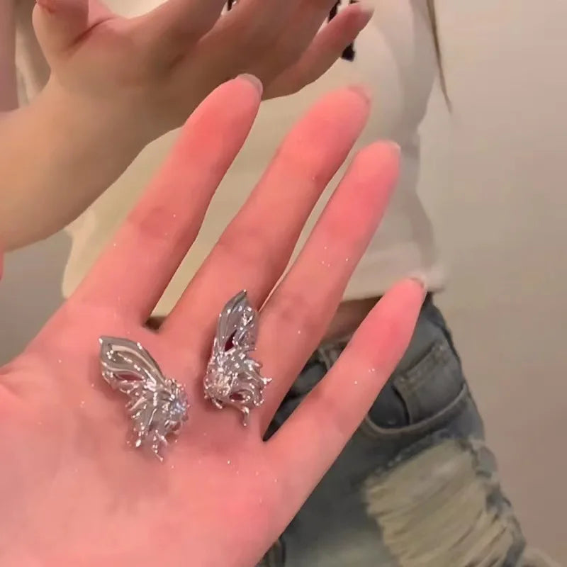 Y2K Unregelmäßige Flüssige Ohrringe für Damen Silberfarben Hip-Hop Punk Mode Geometrischer Ohrclip Mädchen 2024 Trendiger Party Schmuck