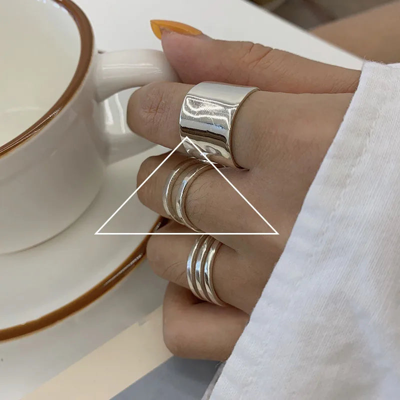 VENTFILLE Anillo de plata de ley 925 con diseño de gotas de agua irregulares, estilo retro simple, hecho a mano, para mujer
