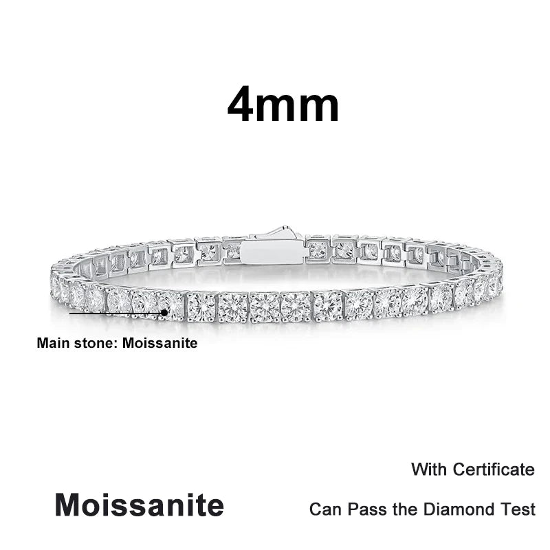 NeeTim 3mm 4mm 5mm 6.5mm Moissanit Tennisarmband Original s925 Sterling Silber Labor Diamant Armbänder für Frauen Männer Ketten