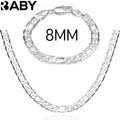 925er Sterlingsilber Armband Halskette Schmuckset Herren Und Damen Klassische 8MM Kette Mode Charme Hochzeit Feiertagsgeschenk