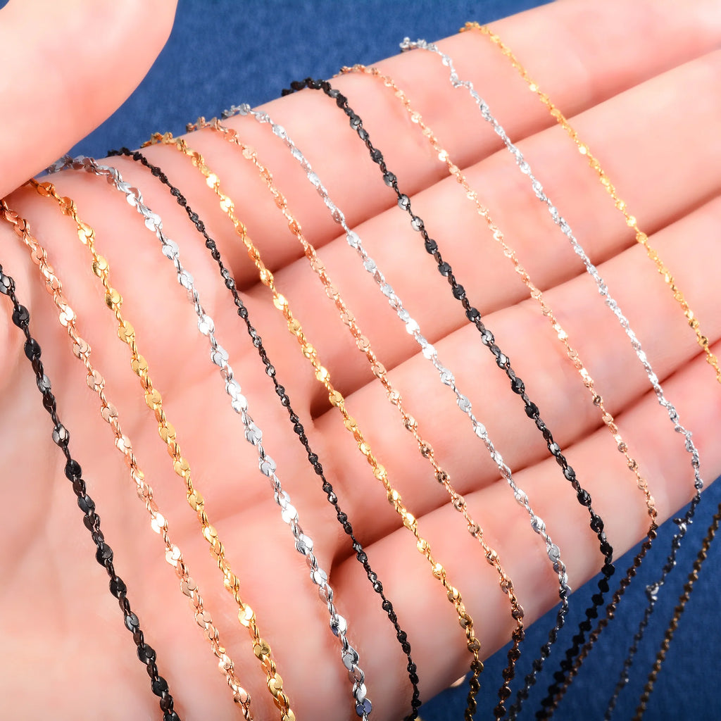 Zierliche Damen Halskette Glitzer-Kabelkette Edelstahl Schmuck Accessoires für Halskragen für Damen Choker DIY Geschenk