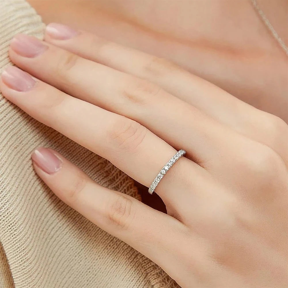 MINTYBOX Moissanit Ehering S925 Sterlingsilber Brillant 1.5mm Diamantringe für Frauen Alle Tests Bestanden Feiner Schmuck