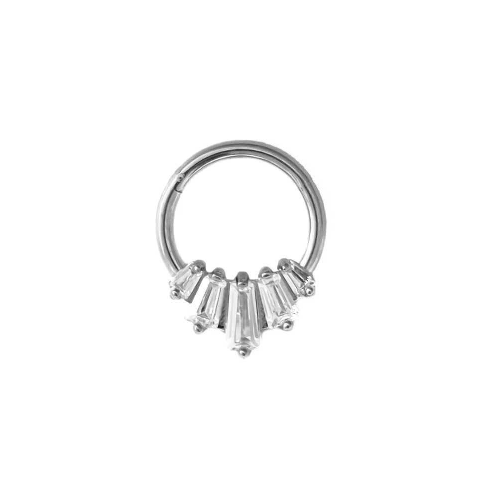 Anillo de nariz con flores, tabique, 100 % acero quirúrgico 316L, circonita, clicker, perforación Daith, cartílago de oreja, aro Helix, flores, gotas de agua