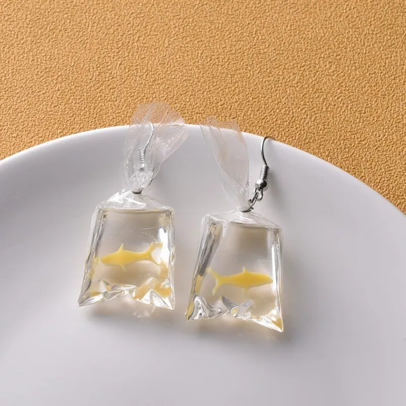 Kreativer Goldfisch Ohrring Einzigartiger transparenter Goldfisch Anhänger Ohrring Süße Koi-Fisch Ohrhänger Personalisierter Schmuck Großhandel