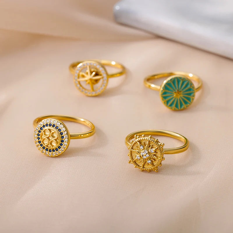 Fashion Angst Ring Spinner Ringe Für Frauen Edelstahl Gold Farbe Runde Rotary Anti Stress Fidget Ring Party Schmuck Geschenk