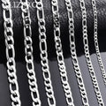 Collar de plata de ley 925 al por mayor, 2-12 mm de ancho, 40-75 cm de largo, cadena con cierre de langosta, joyas de compromiso para hombres y mujeres