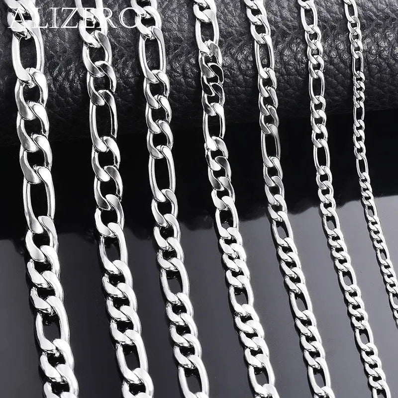 Collar de plata de ley 925 al por mayor, 2-12 mm de ancho, 40-75 cm de largo, cadena con cierre de langosta, joyas de compromiso para hombres y mujeres