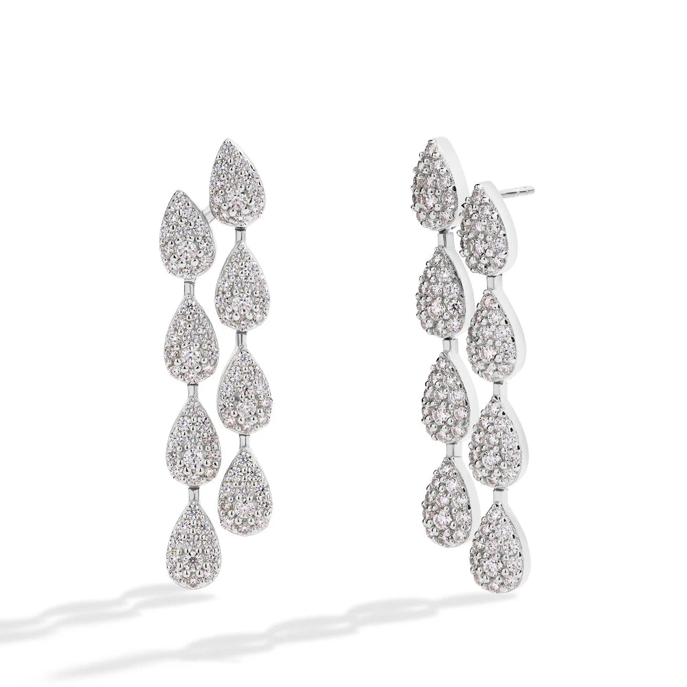 MINTYBOX Pendientes Colgantes de Moissanita con Diamante de Laboratorio S925 Plata 2.59ct para Mujer Chapados en Oro de 18k Diseño de Hojas Joyería de Boda