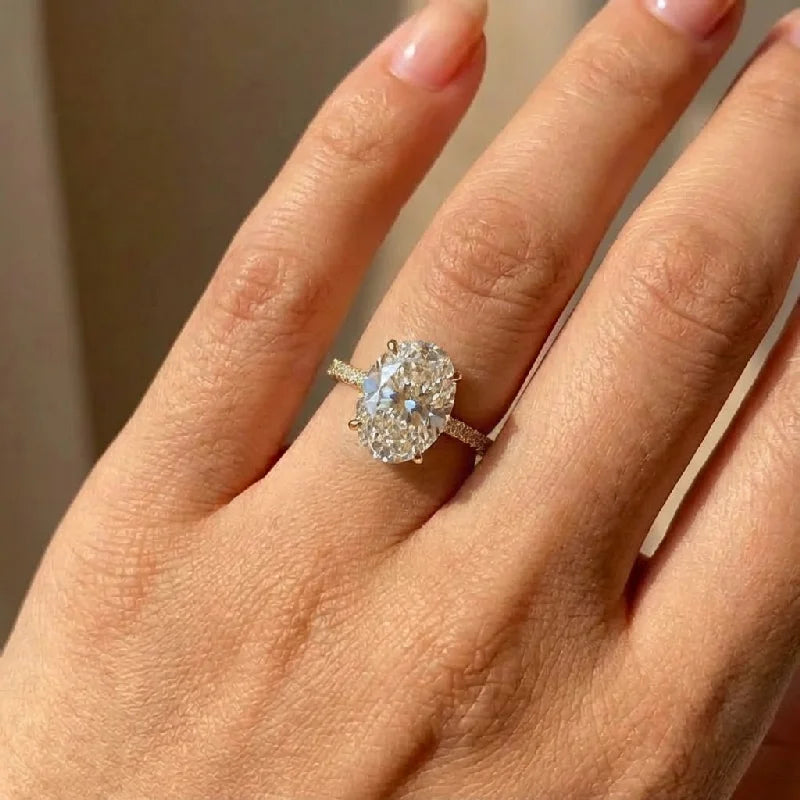 925 Sterling Silber Zirkon Wunderschöne Glänzende Ovale Steinringe für Frauen Geschenk Verlobung Hochzeit Luxus Hochwertiger Feiner Schmuck