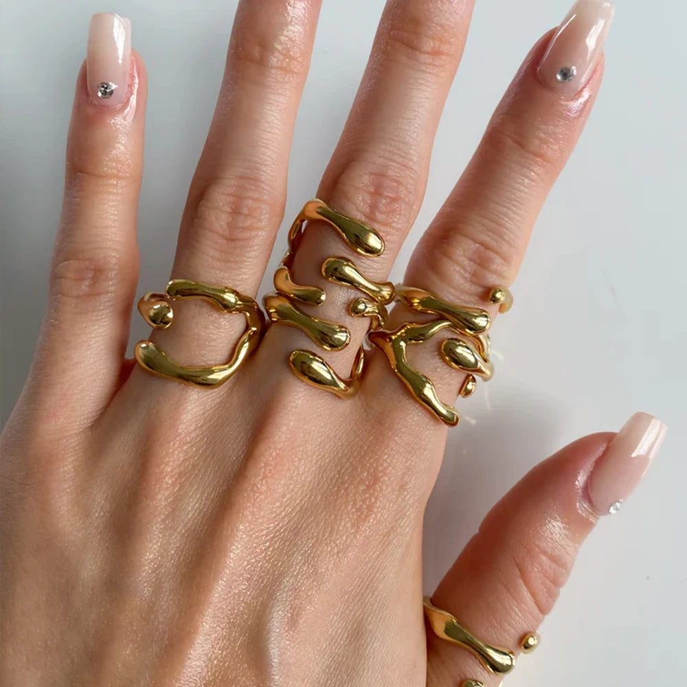 Einfacher Edelstahl Verstellbarer Damenring Statement-Schmuck für Frauen Designer Öffnungsfingerring Großhandel Dropshipping